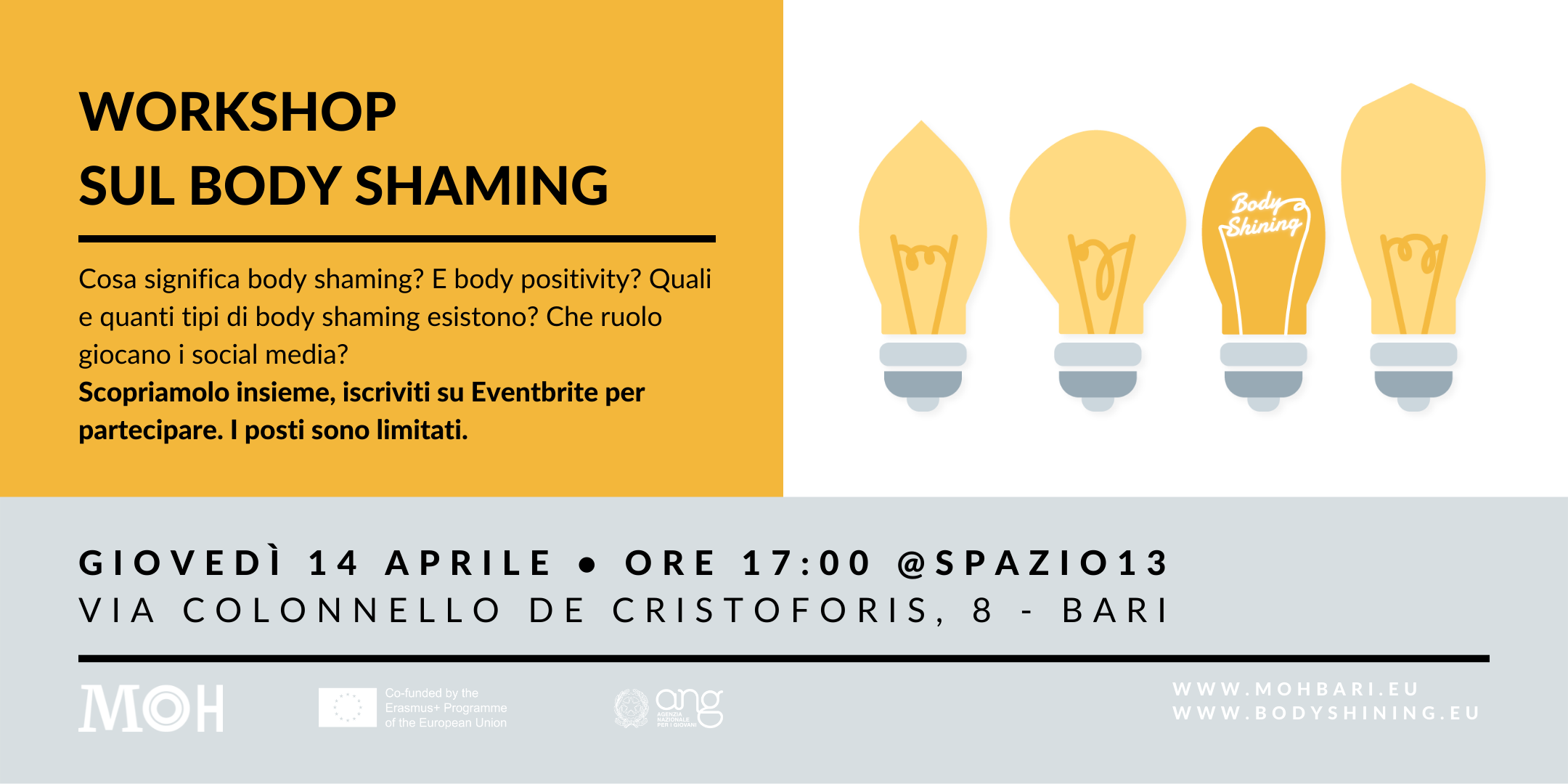 Scopri di più sull'articolo Workshop sul body shaming @Spazio13 | Giovedì 14 aprile