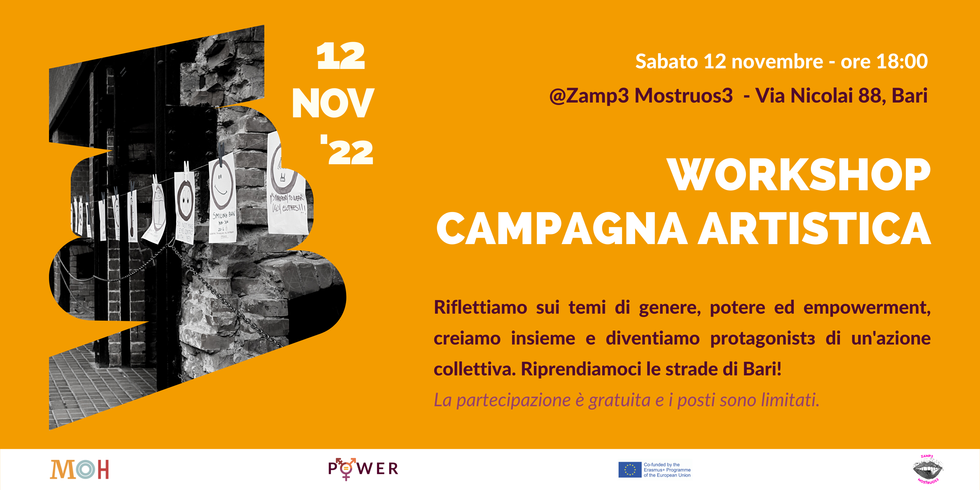 Al momento stai visualizzando Workshop di co-creazione di una campagna artistica | 12 novembre @Zamp3 Mostruos3
