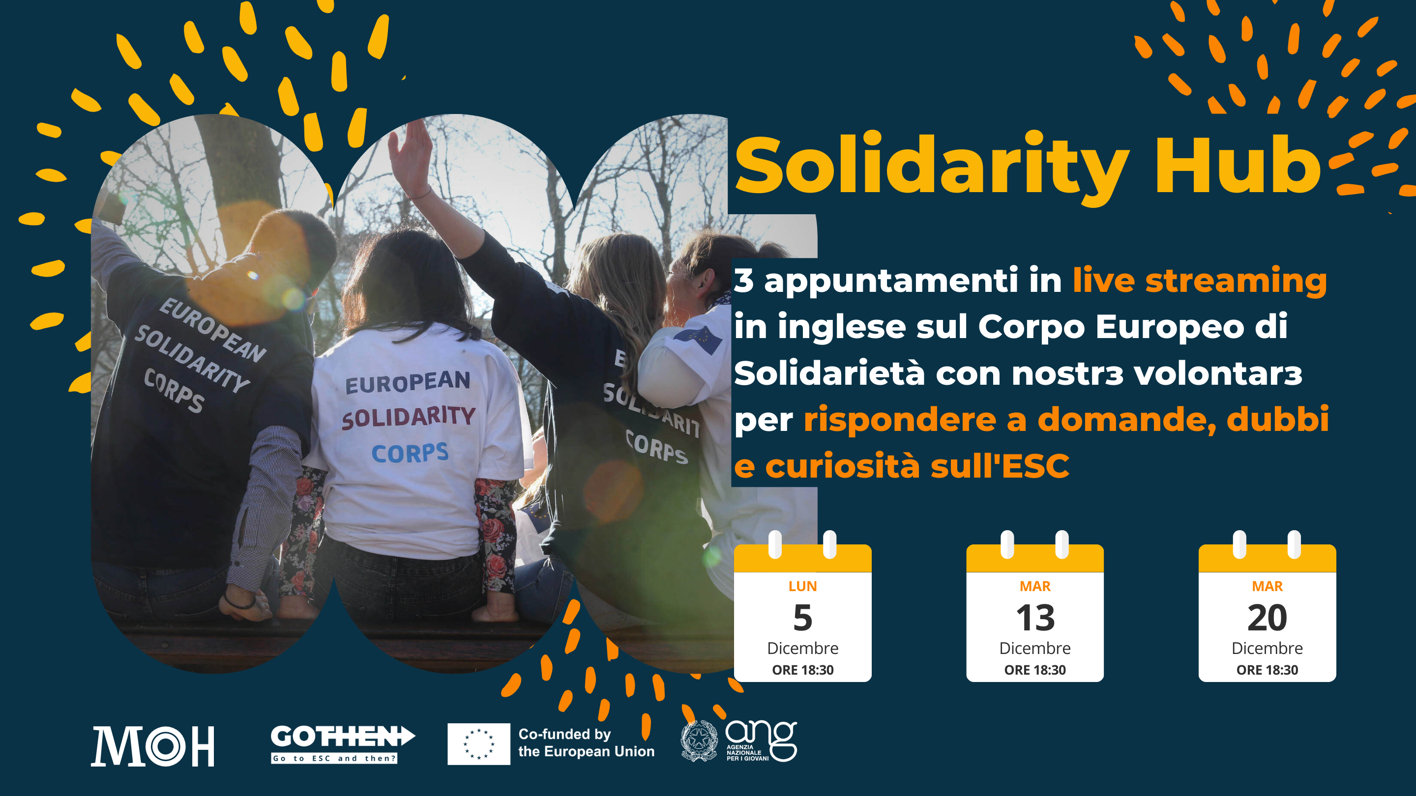 Scopri di più sull'articolo Live streaming sul Corpo Europeo di Solidarietà | 5, 13 e 20 dicembre